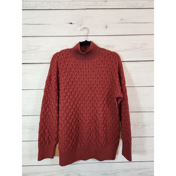Knox Rose Sweaters - Knox Rose Women's Red Solid‎ Mock Neck Long Sleeve Pullover Sweater Size Medium